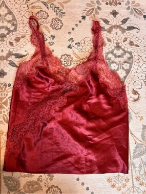 2 for $25- Victorias Secret Silky Lace Trim Burgundy Camisole